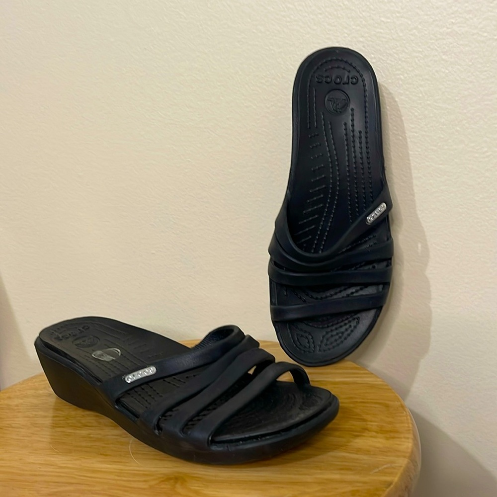 Crocs Rhonda Wedge Slip On Sandals Slides Women’s 7